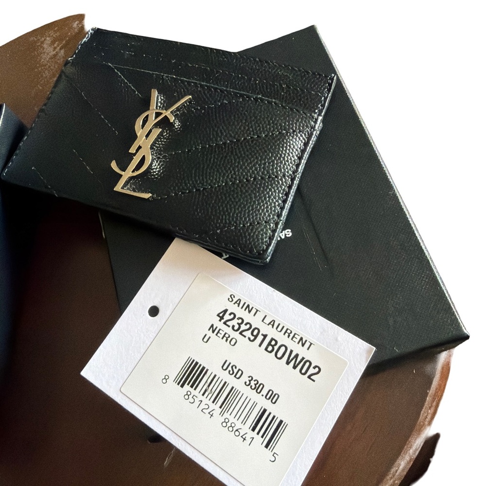 Saint Laurent Quilted Black Card Holder Got as a gift but never used!